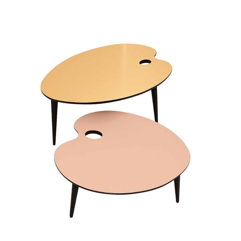 BATEL Palette 283L tables gigognes plateau laqué lot 3 bois