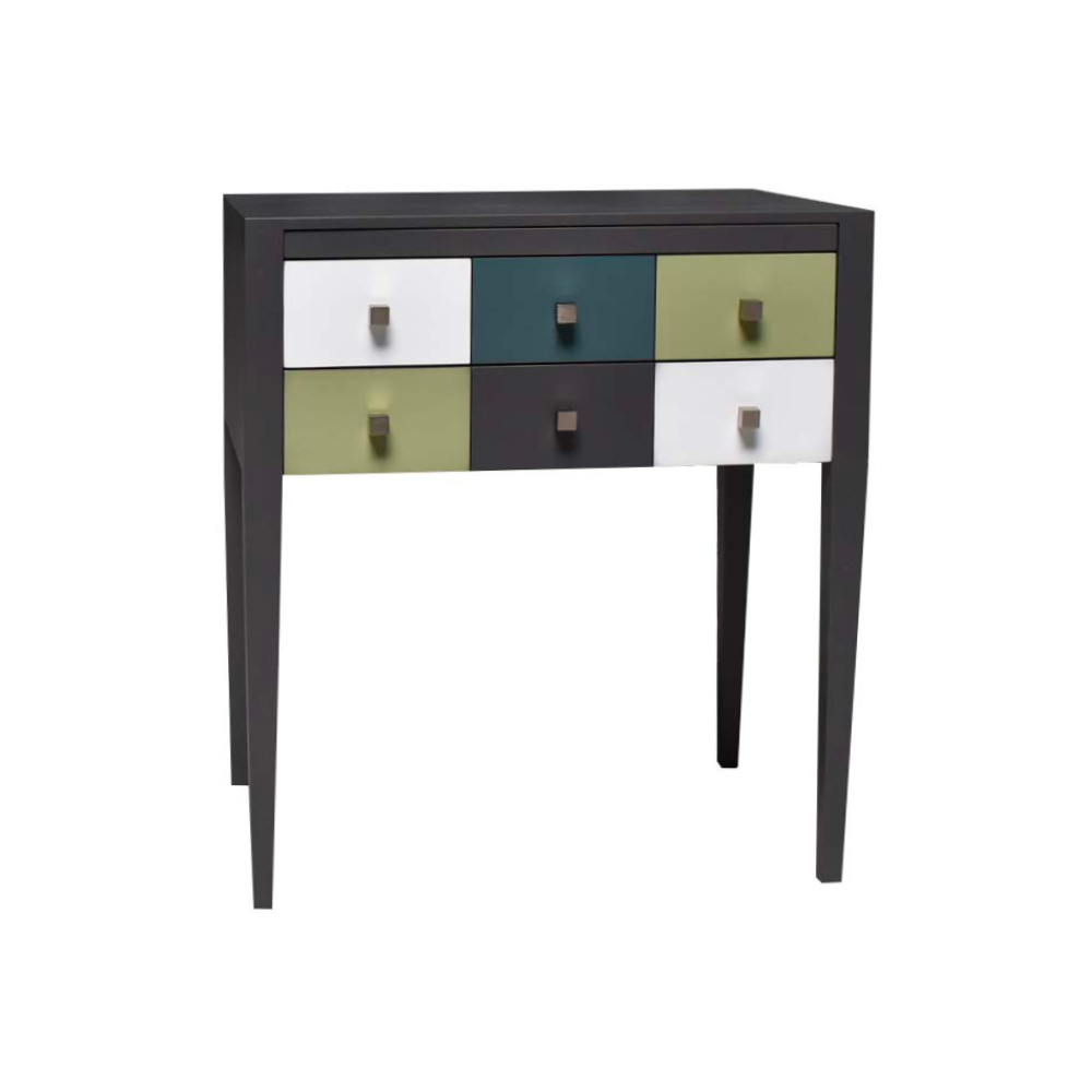 BATEL Multicolore 751 table écritoire 2 tiroirs bois français