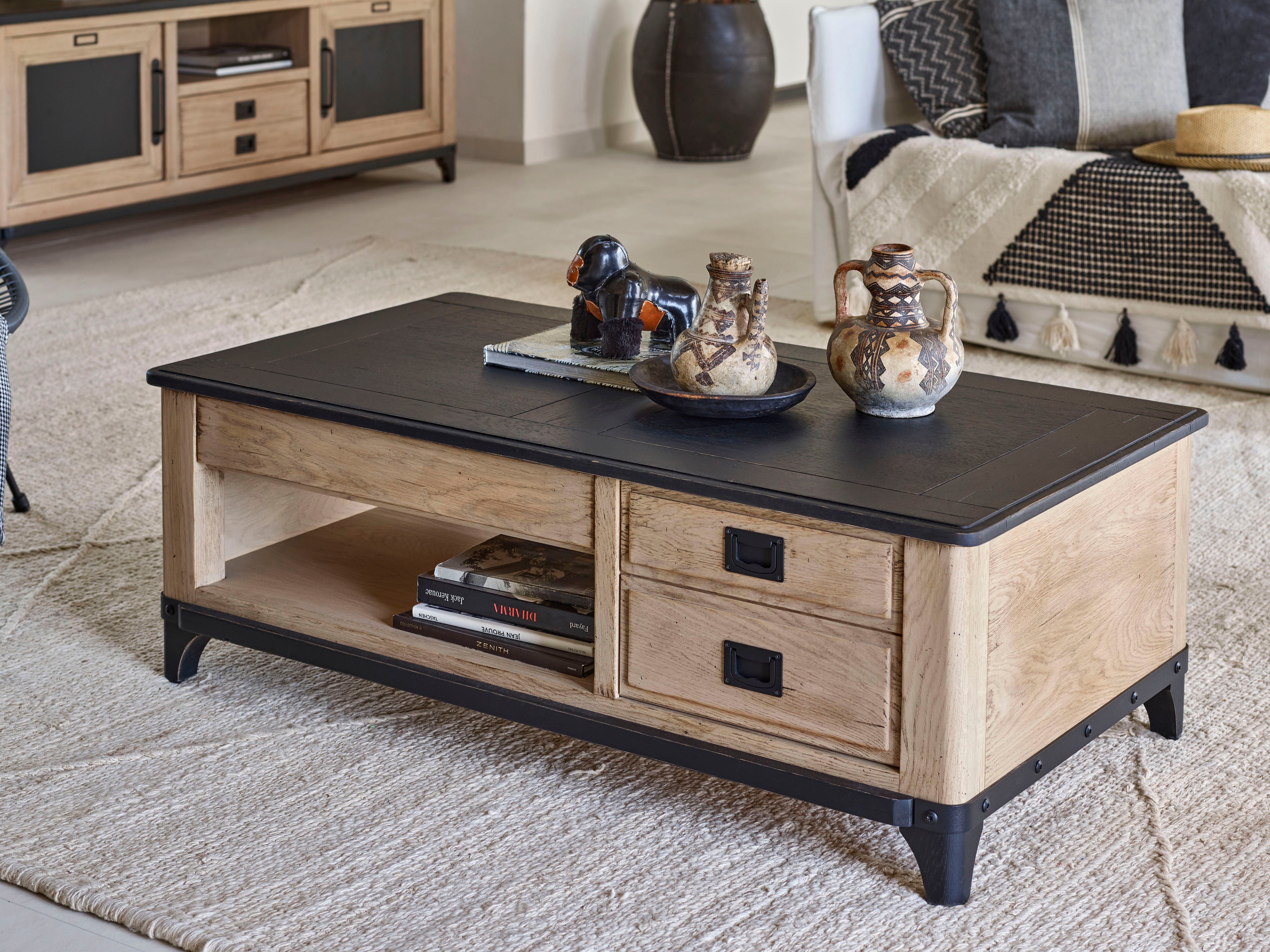 Ateliers de Langres Indus table basse dinette chêne massif
