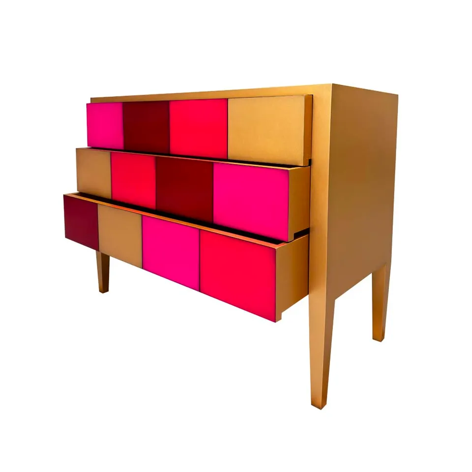 BATEL Multicolore 757 commode basse 3 tiroirs