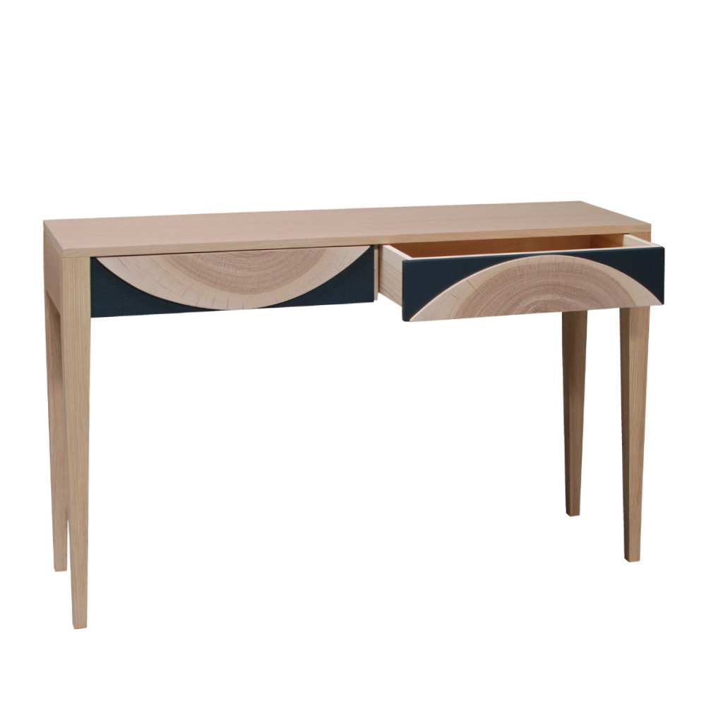 BATEL Natural 122 console rondins bois naturel 2 tiroirs