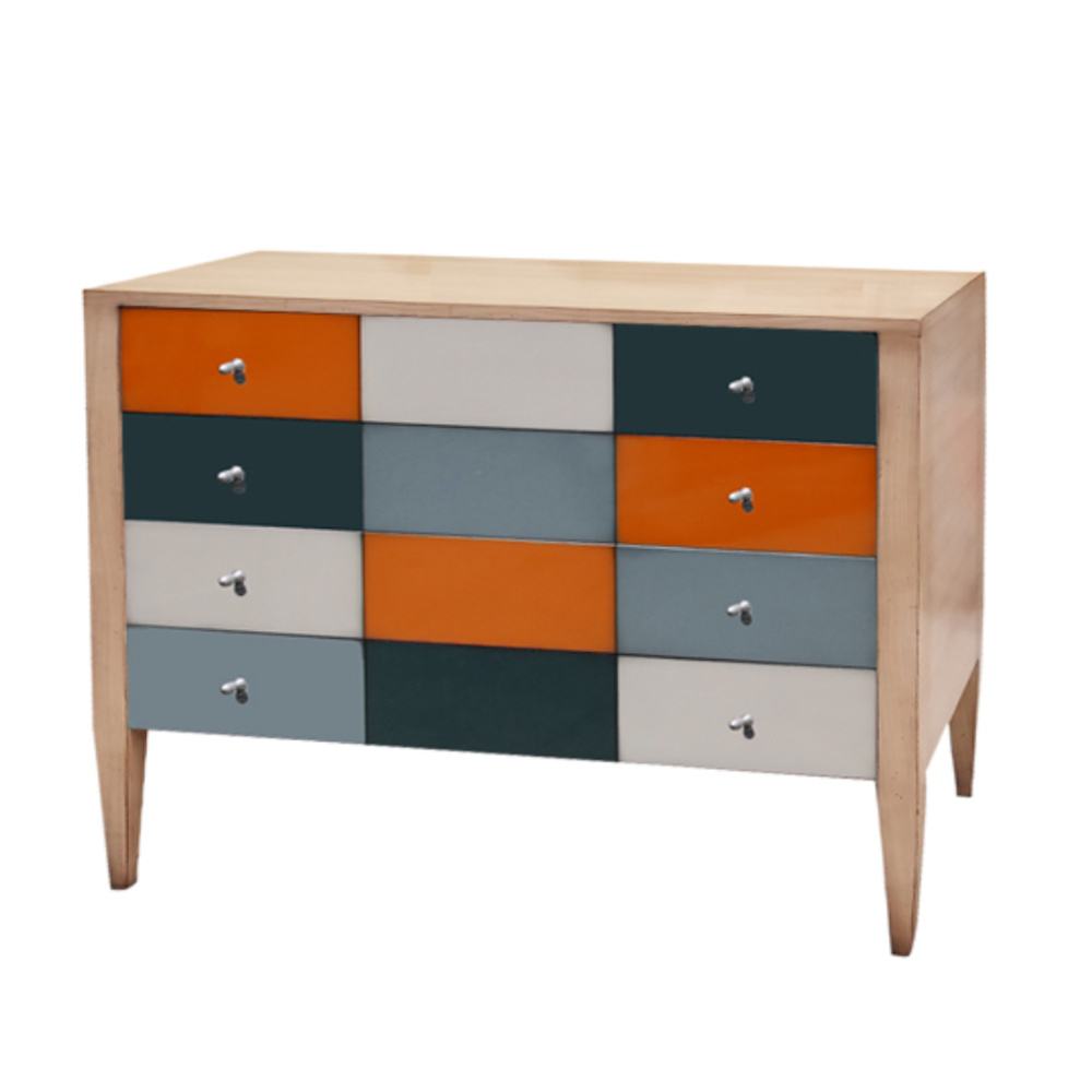 BATEL Multicolore 754P Grande commode bois 2 portes