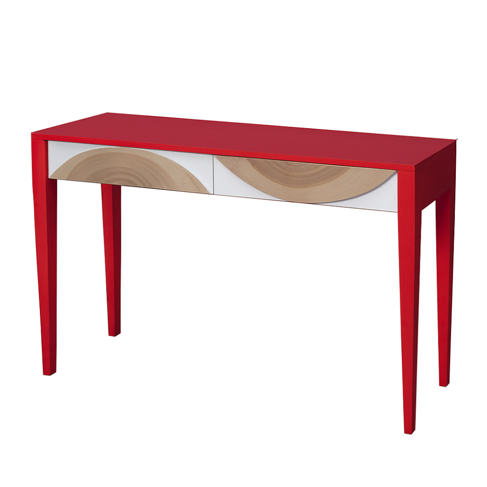 BATEL Natural 122 console rondins bois naturel 2 tiroirs