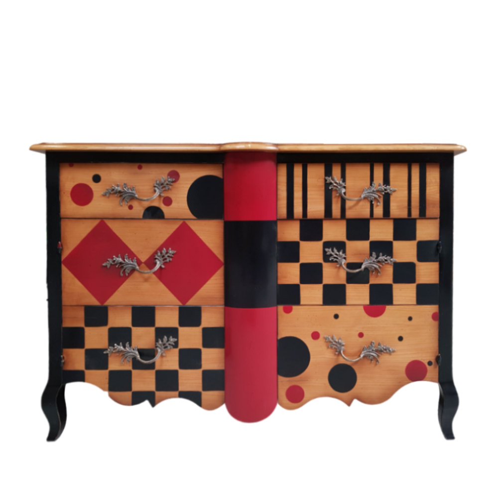 BATEL Arlequin 678 commode 2 tiroirs 2 portes bois 130 cm