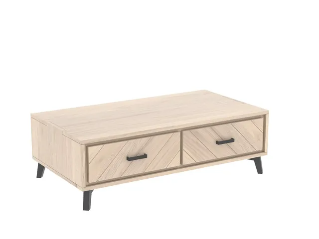 Ateliers de Langres Haussmann table basse rectangle 2 tiroirs chêne