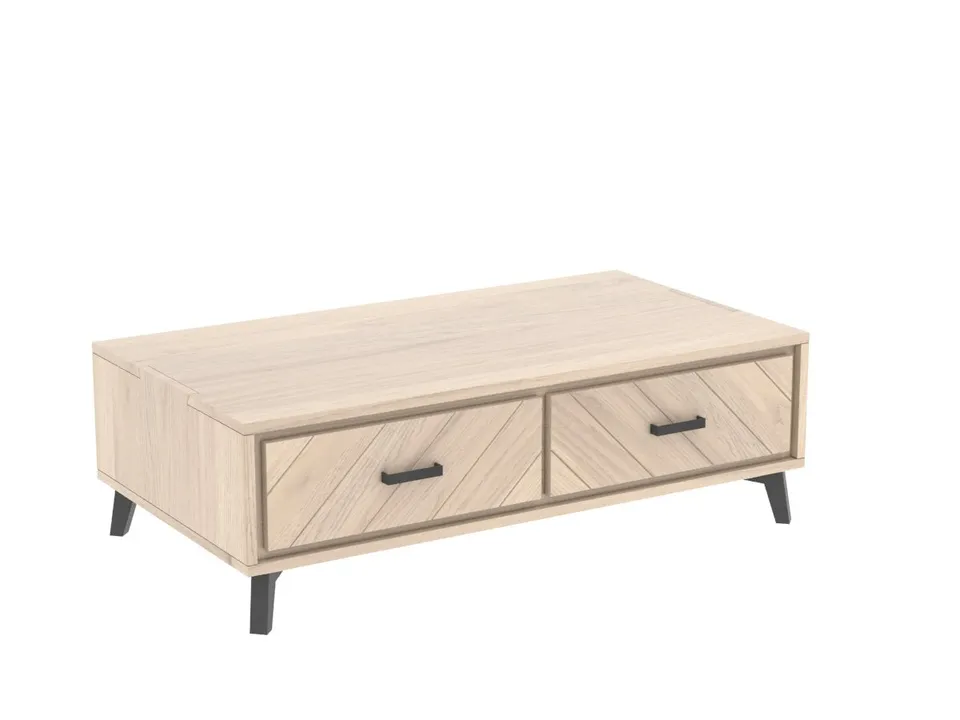 Ateliers de Langres Haussmann table basse rectangle 2 tiroirs chêne