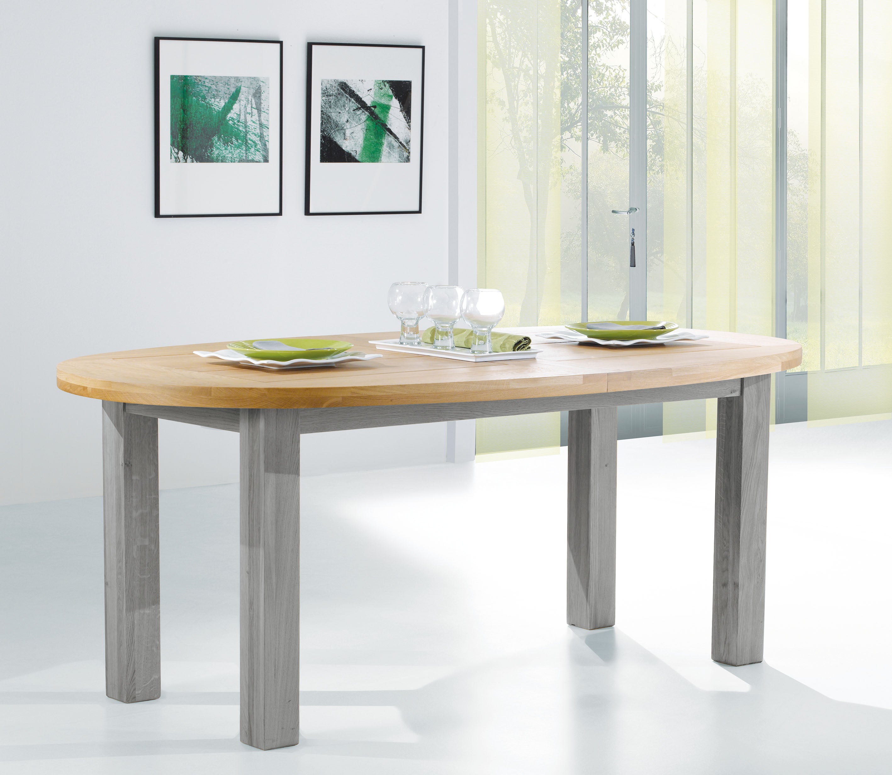Ateliers de Langres Whitney table ovale chêne massif 1 allonge