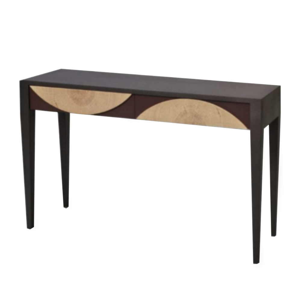 BATEL Natural 122 console rondins bois naturel 2 tiroirs